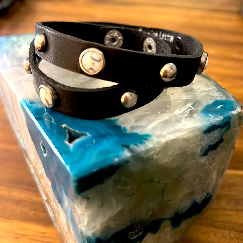 Genuine leather black bracelet. Purchased from Charming Charlie’s. 16 inches. - Picture 2 of 4